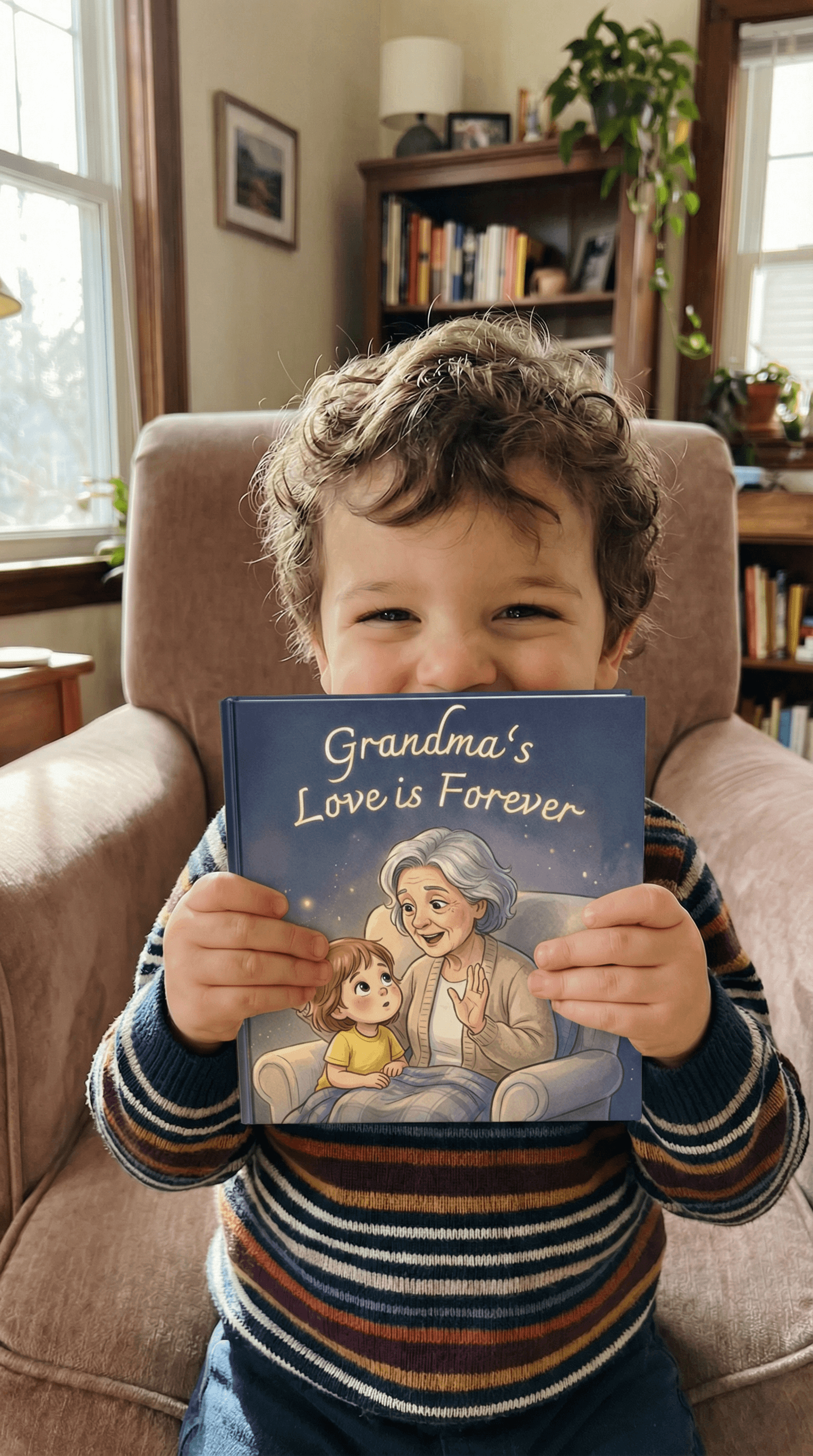 Child reading with grandma